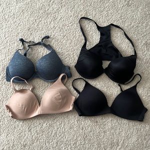 Victoria's Secret Mixed Bras in Black, Navy Heather, and Nude